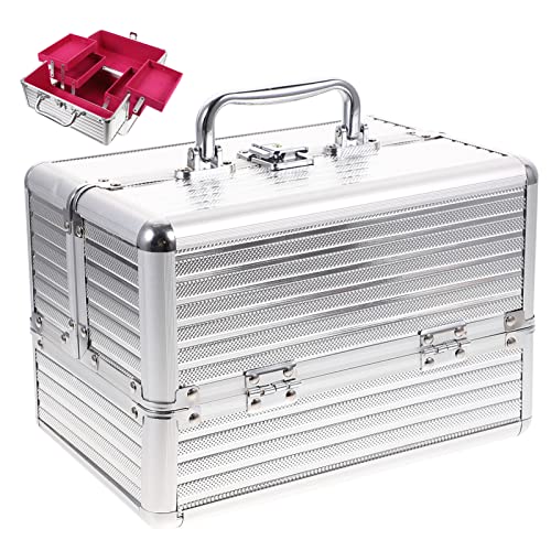 Frcolor Aluminium Make-up Kosmetik Vanity Case Kosmetikbox Organizer Container (Silber)