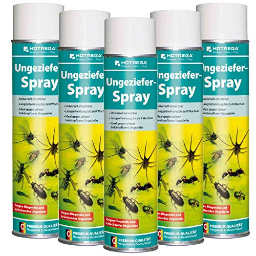 HOTREGA Ungeziefer Spray 600 ml - Insektenvernichter, Wespenspray, Insektenspray, Schädlingsbekämpfung, Mengen:5
