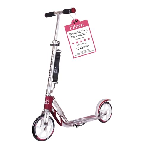 HUDORA 14764/01 BigWheel 205-Das Original mit RX Pro Technologie-Tret-Roller klappbar-City-Scooter, Magenta/Silber