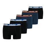 HEAD Herren Men's Basic Boxers Boxer Shorts 5 er Pack , Farbe:Black / Blue, Bekleidungsgröße:L
