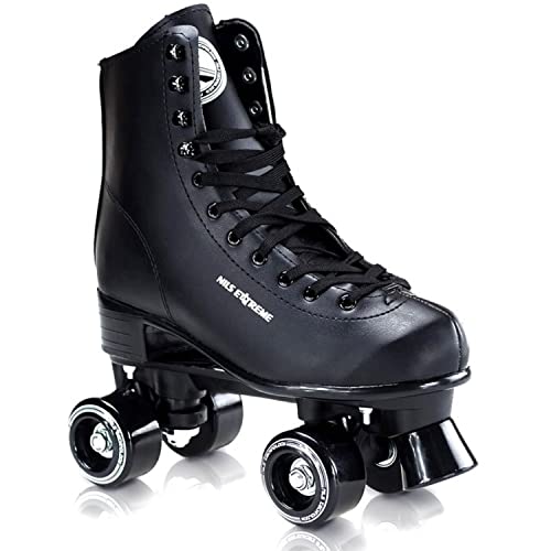 Nils Extreme Rollschuhe für Damen Mädchen und Kinder NQ8400S - Quad Roller aus Kunstleder – Disco Skates - Rollerskates 36 - Schwarz