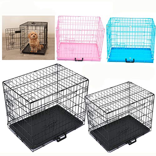 Pet Cage Metall faltbar Hund Welpe Tier Kiste Tierarzt Car Training Carrier mit Kunststoff-Tablett, 36 Zoll (schwarz)