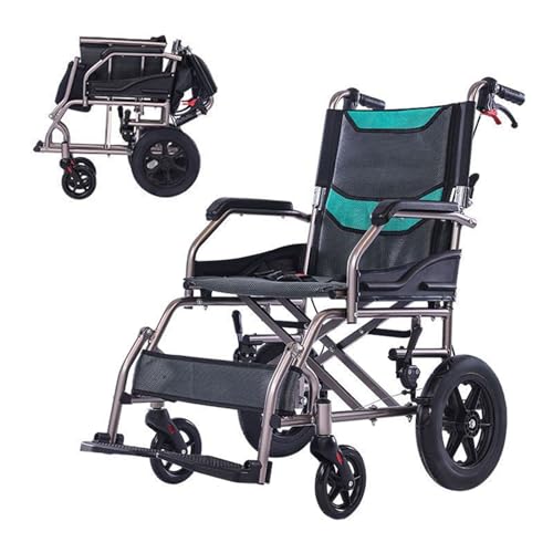 Rollstuhl Faltbar Leicht Reiserollstuhl,Rollstühle mit Selbstantrieb,Transport-Rollstuhl aus Aluminium,Wiegt Nach dem Zusammenklappen nur 10 kg(Style B)