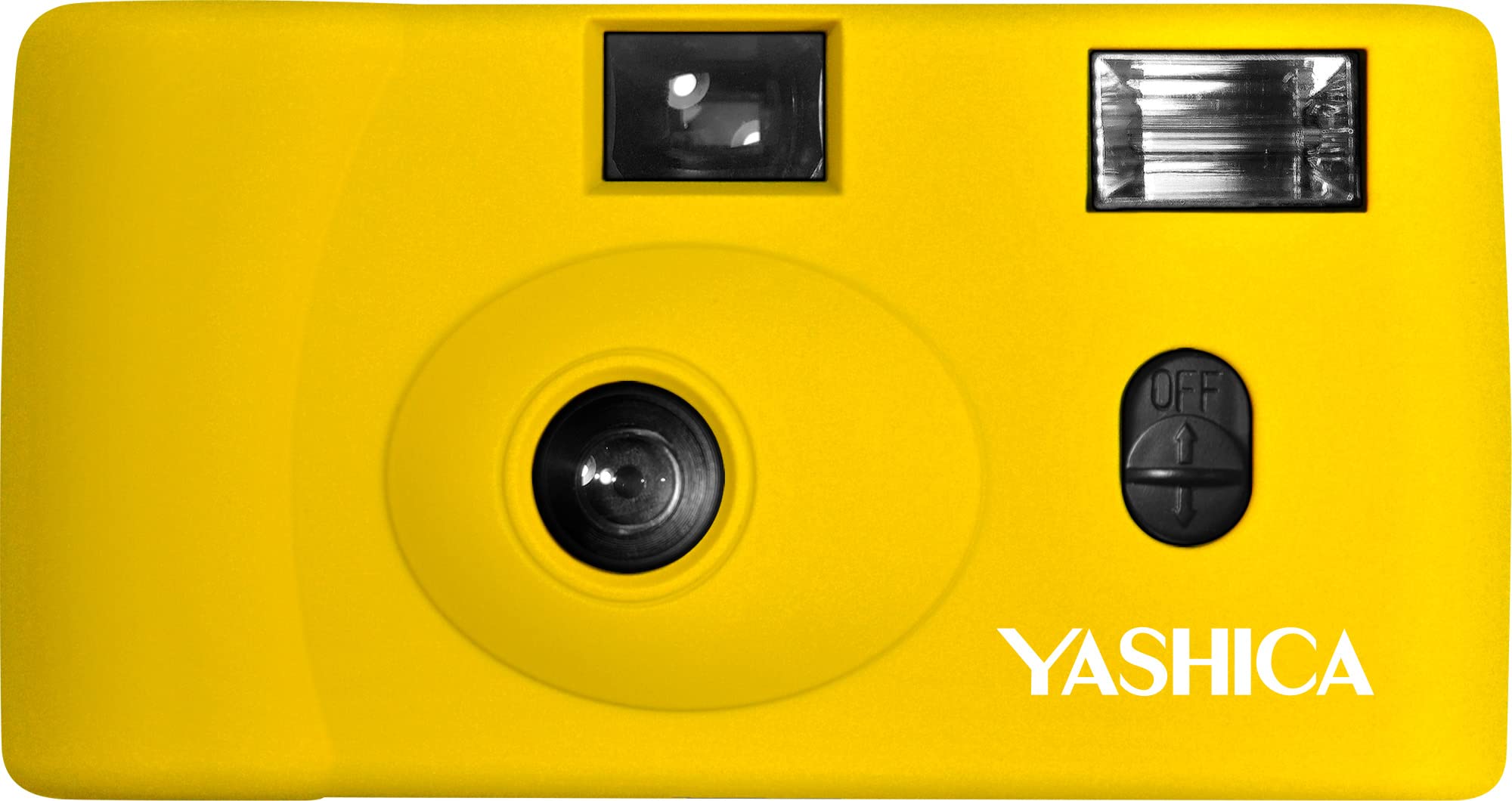 Yashica MF-1 gelb Snapshot 35 mm Kleinbild Kamera-Set (mit eingelegtem Film + Batterie)