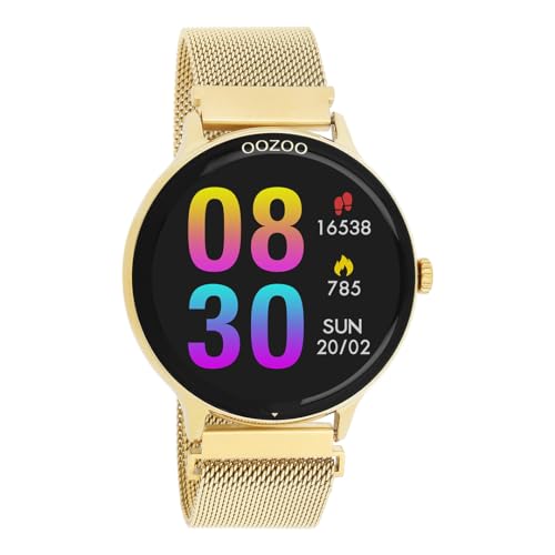 Oozoo - Vielseitige Smartwatch Herren mit 20mm Mesharmband | Fitnesstracker mit Pulsmesser, Schrittzähler & Schlafmonitoring | Smartwatch rund IOS & Android kompatibel | 33mm Touchscreen | IP67