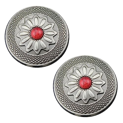 Duolai 20 Stück Antik Faux Türkis Blume Schnitzerei Handwerk Geldbörsen Leder Dekoration Conchos Knöpfe Metall Nieten Schraube Rückseite Nieten Retro Handarbeit Leder Produkt Zubehör