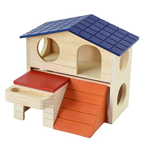 OMEM Hamsterhaus, Kleintierversteck für Haustiere, Mini-Hütte, Hamsterkabine, Hamsterkäfige, Haustier-Holzspielzeug, Haustier-Hamster-Spielzeug