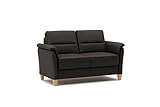 CAVADORE Leder 2er-Sofa Palera / Landhaus-Couch mit Federkern + massiven Holzfüßen / 149 x 89 x 89 / Leder Dunkelbraun