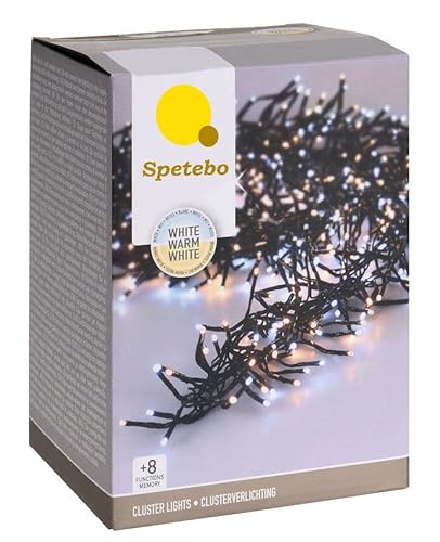 LED Büschel Lichterkette kalt / warm weiß LED Mix - 1512 LED / 11 m - Cluster Lichterkette mit 8 Funktionen und Speicherchip - Weihnachtsbaum Lichter Deko für Innen und Außen (11,0m / 1512 LED)
