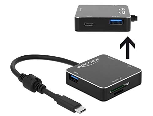 DeLock 3 Port USB 3.1 Gen 1 Hub mit USB Type-C Anschluss und SD + Micro SD Slot