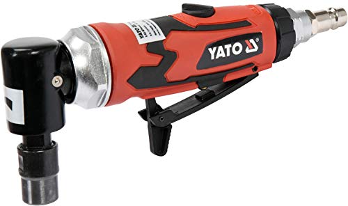 YATO Profi Mini Druckluft Winkelschleifer, kurz, 170mm, 20.000 U/min, Composite Verbundmaterial, 6,3 mm (1/4"), 113 Liter/min, 360° Luftauslass, Winkelschneider pneumatisch
