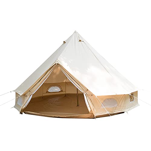 Baumwoll-Canvas-Zelt mit Herdanschluss, 16,4 Fuß wasserdichtes Glockenzelt für Glamping, 4-Jahreszeiten-Luxus-Outdoor-Camping-Jurt-Zelt für 8–10 Personen, ideal für Familiencamping