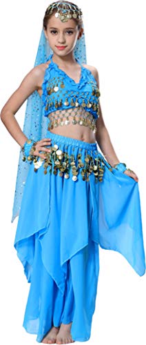 Seawhisper Bauchtänzerin Kostüm Kinder Bollywood Kostüme für Mädchen 140 146 Blau