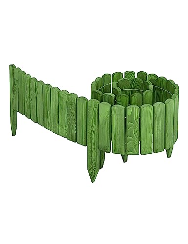 Garronda Beeteinfassung Holz Rollzaun Gartenzaun imprägniert Flexibler Rollborder Rasenkante Palisade Umzäunung für Garten Länge: 200 cm GD-0046 (Darkgrün, Höhe: 20 cm)