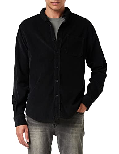 Urban Classics Herren Corduroy Shirt Freizeithemd, Black, 5XL
