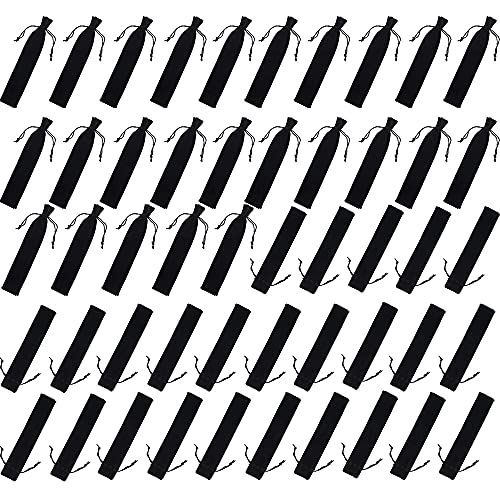 Nicfaky 100 Stück Samt-Stiftbeutel mit schwarzem Kordelzug, Stifthalter, einzelne Hülse, Verpackung für Business-Schulbüro