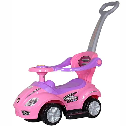 COIL Kinderfahrzeuge, Spielzeugauto, Lauflernfahrzeuge, Lauflernhilfe, Lauflernwagen, Kunststoffauto, Schiebewagen, Auto mit Griff, für Kinder über 12 Monaten (Rosa)