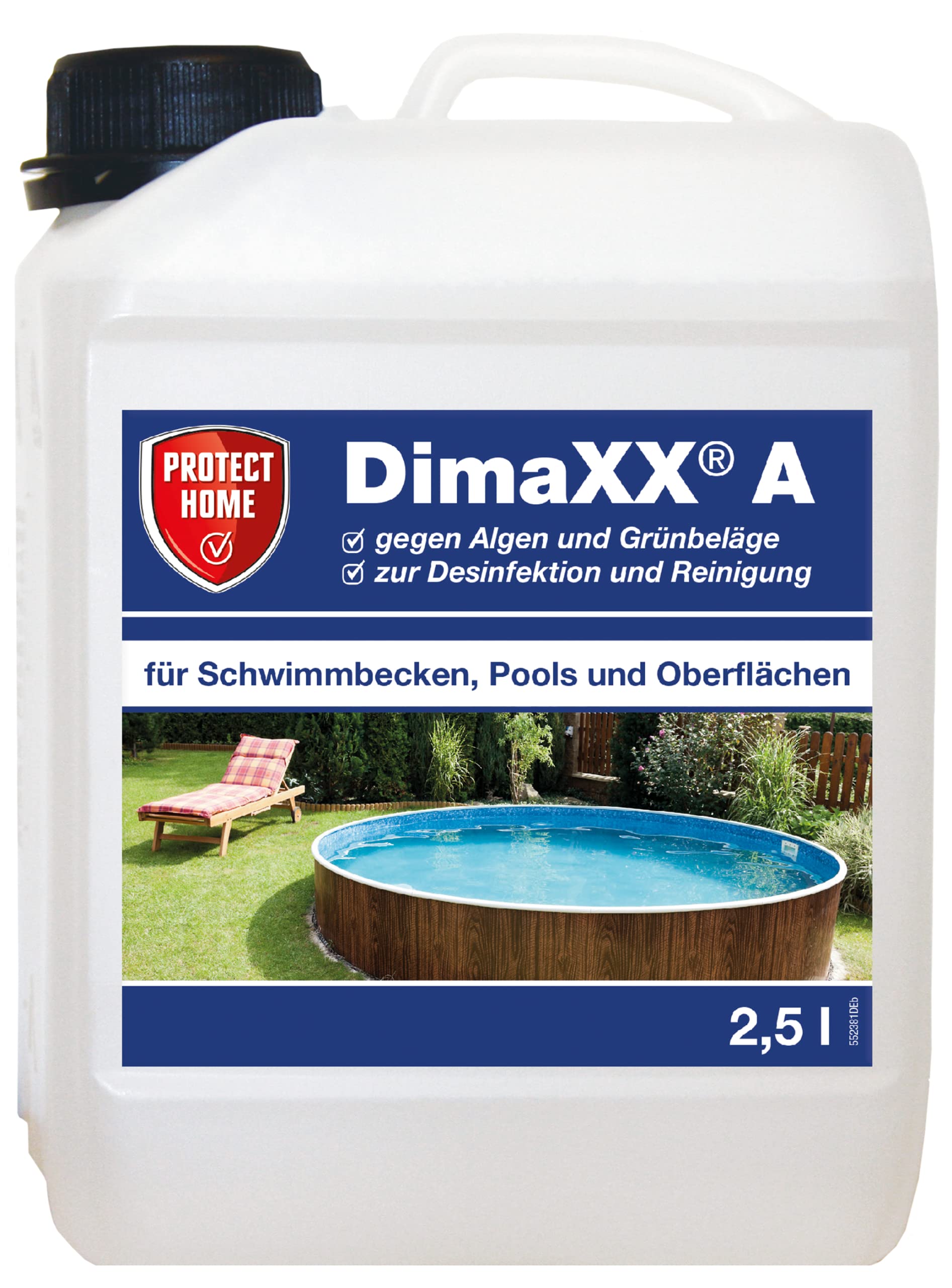 PROTECT HOME Dimaxx A Grünbelag-Entferner, Algenmittel, Poolreiniger gegen Grünbeläge und Algen in Schwimmbad, Pool und Flächen, 2,5 Ltr. Konzentrat