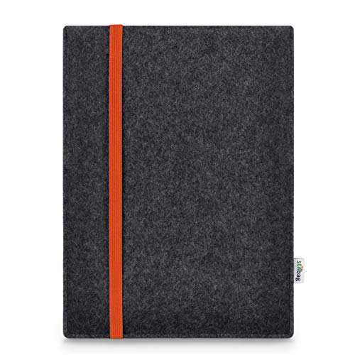 Stilbag Hülle für Samsung Galaxy Tab S6 | Etui Case aus Merino Wollfilz | Modell Leon in anthrazit/orange | Tablet Schutz-Hülle Made in Germany