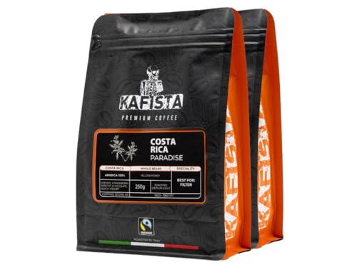 Kafista Premium Kaffee - Kaffeebohnen für Kaffeevollautomat und Espressomaschine aus Italien - Fairtrade - Spitzenkaffee - Barista Qualität (Costa Rica paradise, 2x250g)