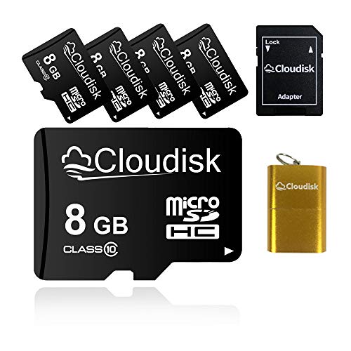 Cloudisk 5er-Pack Micro SD-Karte mit MicroSD Adapter Card Reader-Speicherkarte (8GB)