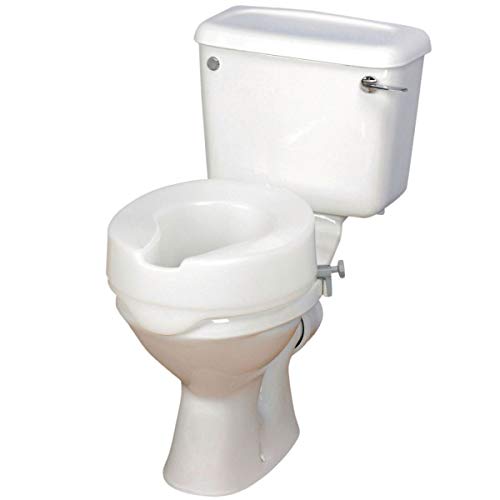 Homecraft Ashby Easy Fit Raised Toilet Seat, Elevated Toilet Seat Locks Onto Round Toilets, Portable Assistance Seat for Disabled & Elderly,10cm/4 inch High, White (Eligible for VAT relief in the UK)