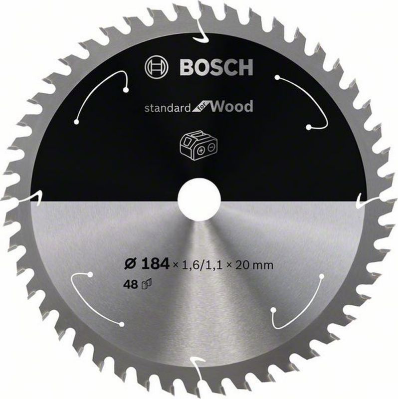 Bosch Akku-Kreissägeblatt Standard for Wood, 184 x 1,6/1,1 x 20, 48 Zähne 2608837703