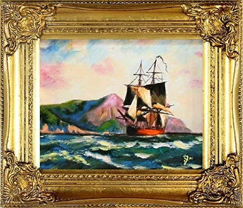 jvmoebel Gemälde Ölbild Bild Ölbilder Rahmen Bilder Seefahrt Schiffe Meer Ölgemälde 02018