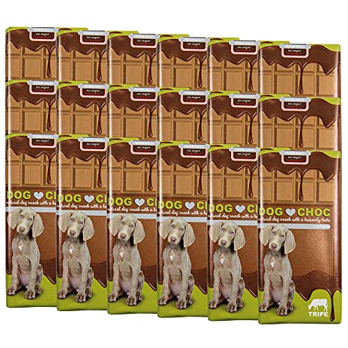 Dog Choc Hundeschokolade mit Pansen 18 x 100g Zartschmelzende Schokolade mit speziellen Rezepturen nur für Hunde