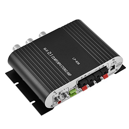 Mini 2-Kanal HiFi Stereo Bass Audio Power Amplifier 15W + 15W Digital Indoor Outdoor Amp für Auto Motorrad Boot (schwarz)