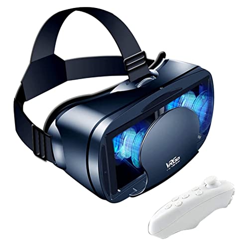 carrub VR-Brille Vollbild Virtual Reality 3D-Brille VR-Set 3D-Virtual-Reality-Brille, Verstellbare VR-Brille mit Gamepad