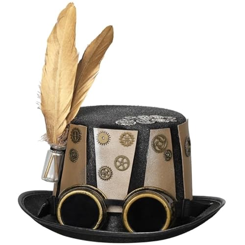 Gissroys Steampunk Hut Goldene Zahnräder Vintage Industrial Style Hut für Erwachsene Männer Frauen Hochzeiten Geburtstag Neujahr