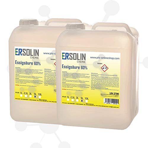 ERSOLIN Essigsäure 60% | Entkalker Essig | Reiniger | technisch - 5 Liter