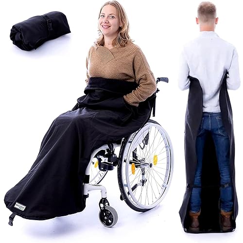 Belieff Rollstuhldecke/Tuch - mit flexibler Unterlage und Taschen für Hände - Wind- und wasserdicht - Unisex - 100% Polyester und komplett mit Fleece gefüttert