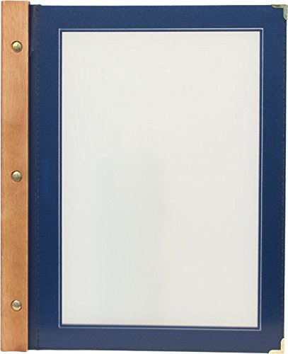 SECURIT Wood Menukarte inkl. 2 dopplete Einlage für Menüs (für 4 Seiten A4), Blau, Holz, 32 x 26 x 2 cm
