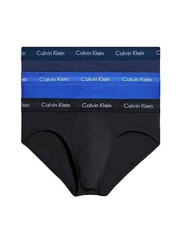 Calvin Klein Herren 3P HIP Brief Slip, Blau (Black/Blueshadow/Cobaltwater DTM Wb 4ku), X-Large (Herstellergröße: XL)