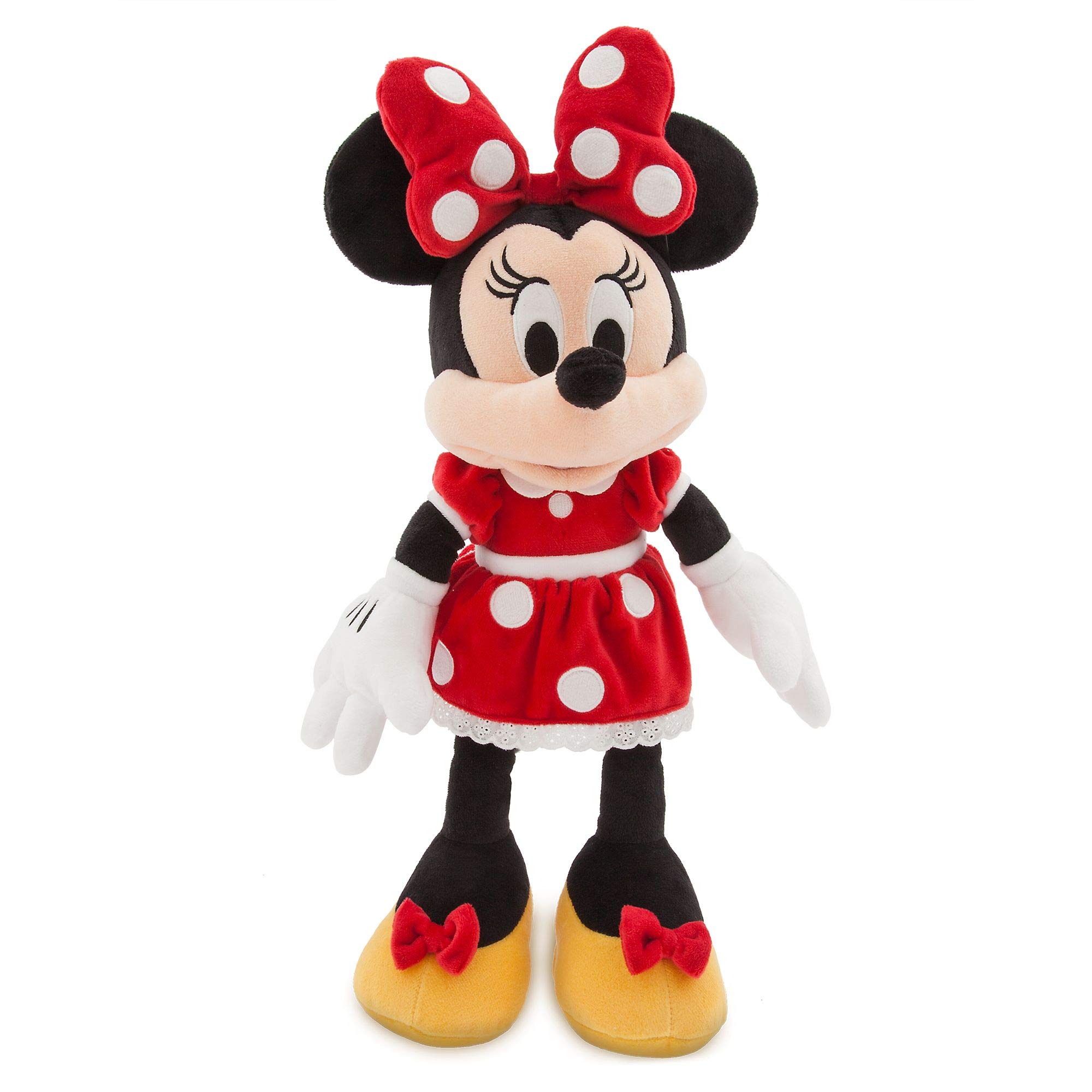 Disney Store Mittelgroßes Kuscheltier Minnie Maus, 47 cm / 18”, Kultfigur roten Pünktchenkleid mit Schleife, Stickereien und strukturierten Ohren, für alle Altersstufen geeignet