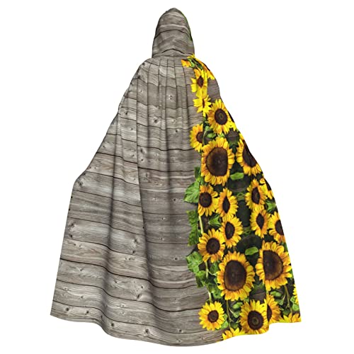 Unisex Kapuzenumhang mit Pflanzen-Motiv, Sonnenblume, Weihnachten, Fasching, Halloween, Cosplay-Kostüm für Erwachsene