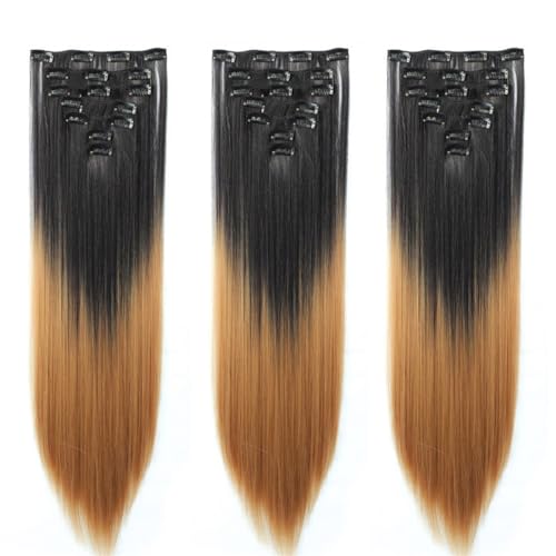 22 Zoll synthetische lange gerade Clip-in-Haarverlängerungen 16 Clips for Frauen gefälschte falsche Haarteile (Color : 1BT26, Size : 1 SIZE)