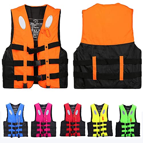 PTKG Schwimmweste für Erwachsene und Kinder, Atmungsaktiv Neopren Rettungsweste, Unisex-Schwimm Schwimmhilfe Tanktop für Stand Up Paddle, Jetski, Wassersport, Wasserski, Segeln, Kaja,Orange,XXL