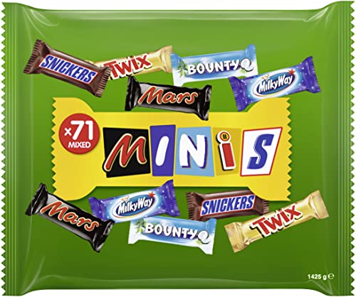 Snickers, Mars, Twix und weitere Mini Schokoriegel | Großpackung Schokolade | Party Mix | 71 Riegel | 1 x 1,4kg