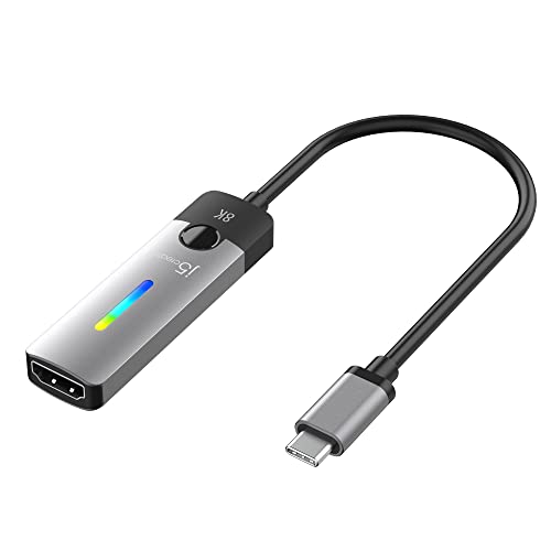 j5create USB Typ C zu HDMI Adapter (8K@60Hz, 4K@120Hz) mit RGB LED Licht für MacBook Pro, MacBook Air, iPad Pro, Samsung Galaxy, Surface Pro, Dell, HP (JCA157)