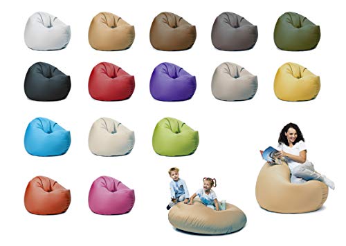 sunnypillow XXL Sitzsack mit Füllung 125 cm Durchmesser 2-in-1 Funktionen zum Sitzen und Liegen Outdoor & Indoor für Kinder & Erwachsene viele Farben und Größen zur Auswahl Beige