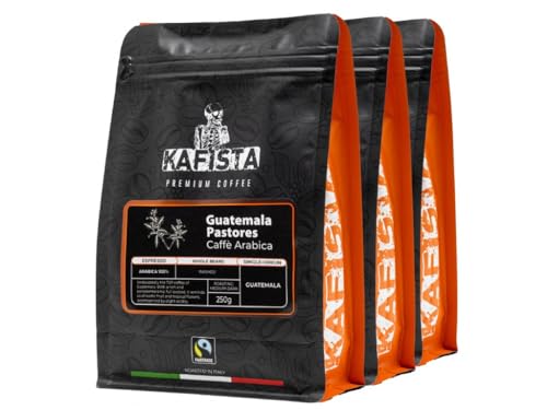 Kafista Premium Kaffee - Kaffeebohnen für Kaffeevollautomat und Espressomaschine aus Italien - Fairtrade - Spitzenkaffee - Barista Qualität (Guatemala Pastores, 3x250g)