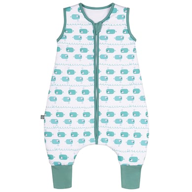 Premium Baby Schlafsack mit Füßen Ganzjahr, Bequem & Atmungsaktiv, 100% Bio-Baumwolle, OEKO-TEX Zertifiziert, Flauschig, Bewegungsfreiheit, 2.5 TOG, Punkte Peach von emma & noah (Wal Blau, 70 cm)