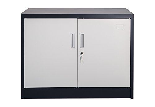 Jet-Line Büroschrank Aktenschrank Saratow dunkelgrau Weiss Werkzeugschrank Lager Büro Werkstatt Schrank 90 x 68 x 40 cm Homeoffice