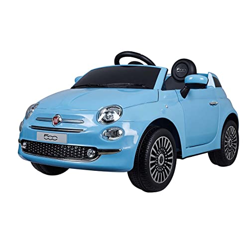 Tachan - Elektrisches Fahrzeug FIAT 500 blau für Kinder, Akku 6 V und mit Funksteuerung r/c 2,4 g, Lichter, Hupe und Zündung (711T00643 CPA Toy GROPU Trading S.L.)