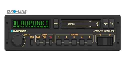 Blaupunkt Hamburg SQM 23 DAB, 1-DIN Autoradio in Youngtimer-Design, Retroradio, Vintageradio DAB+, Bluetooth, Freisprecheinrichtung, 2xUSB, Aux-Eingang, Sub-Out, Multicolor, 200W