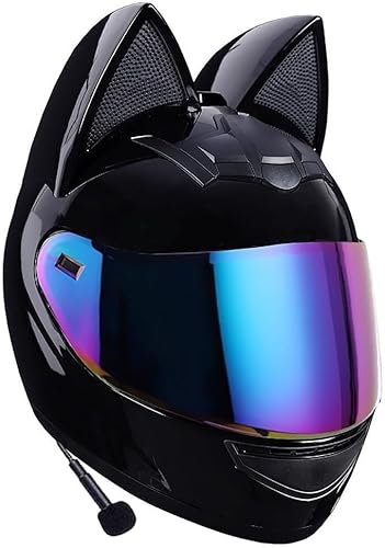 Full Face Motorradhelm mit Bluetooth-Helm für Mädchen und Frauen, DOT/ECE-zertifizierter Integralhelm für Vierjahreszeiten-Klapphelme mit Visier für Straßenradrennen, Motocross, ATV 3,M=57-58cm