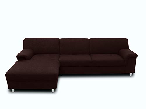 DOMO Collection Jamie Ecksofa | Sofa in L-Form | Couch Polsterecke, Moderne Eckcouch, braun, 251x150x72 cm